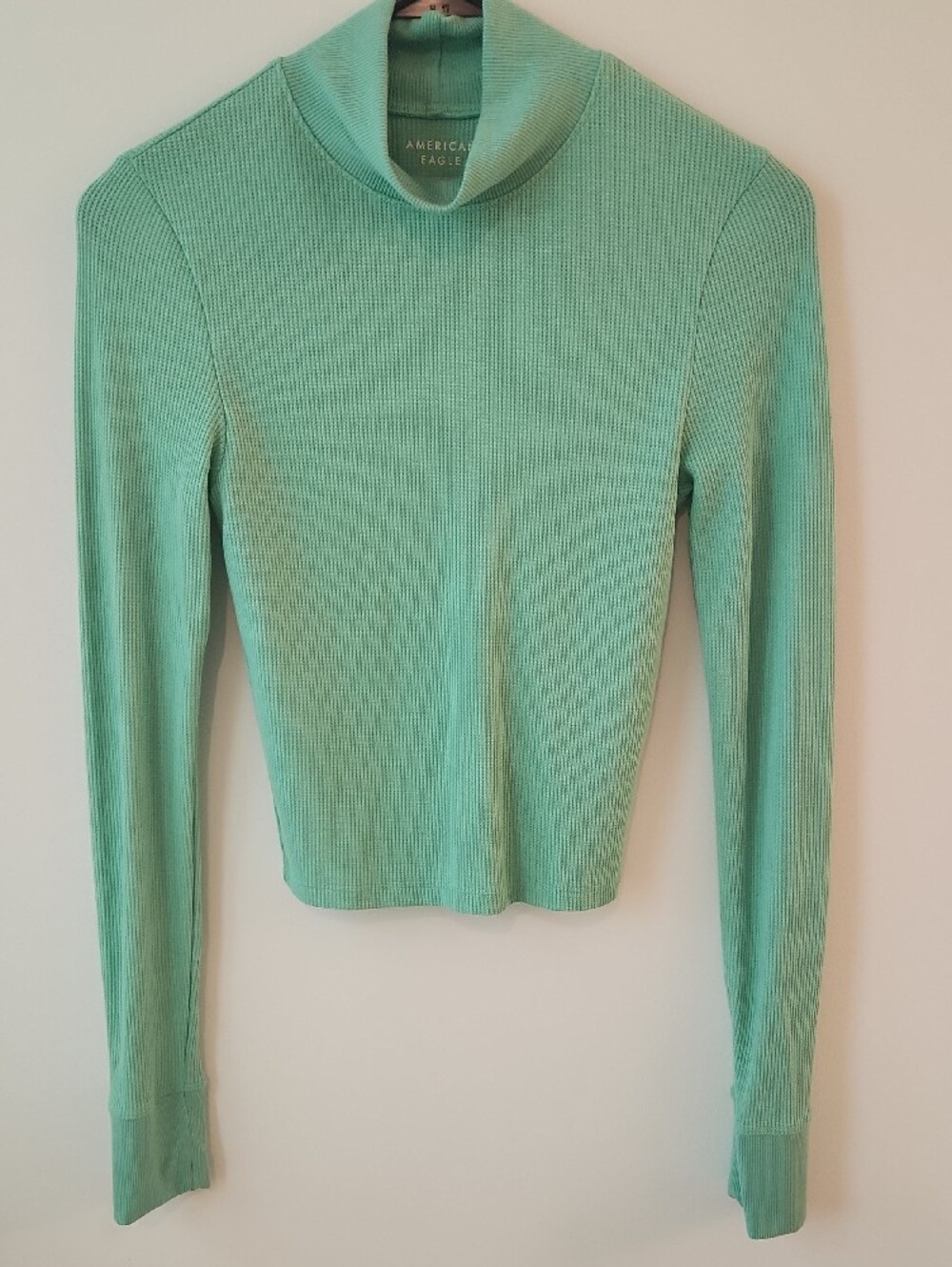 American Eagle Outfitters Mint Green Ribbed Cowl Neck Sweater - Picture 2 of 5